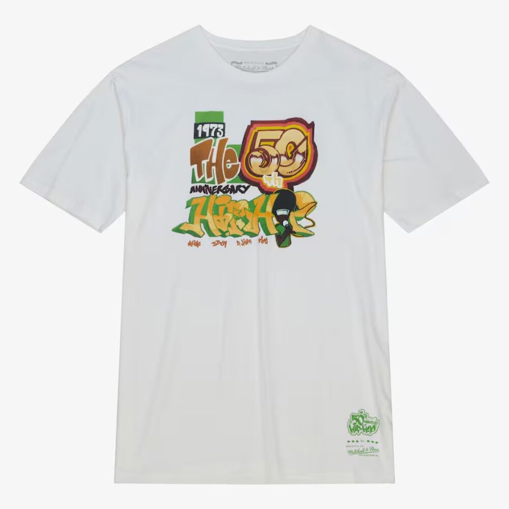 Men's M&N x AOHH White 50th Anniversary of Hip-Hop Graff T-Shirt